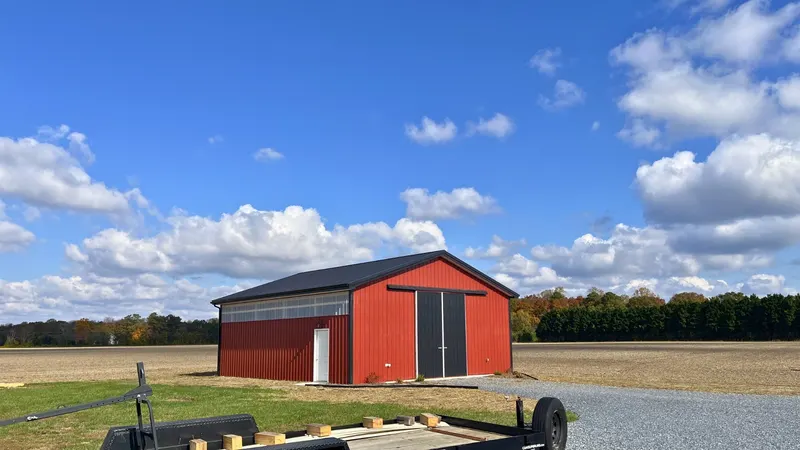 Titan Buildings Delaware Agricultural Pole Barn Delaware pole buildings - Classic red agricultural barn in Sussex County
